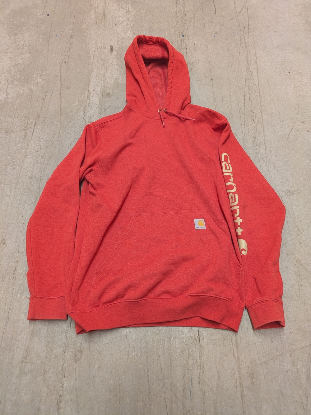 Carhartt Loose Fit Hoodie Size M Red Pullover Graphic Sleeve